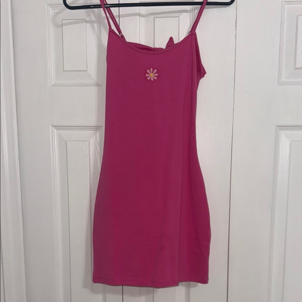 Pink Slip Dress with Daisy Detail